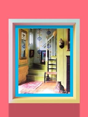 Vintage Green Staircase Wall Panels Magazine Print